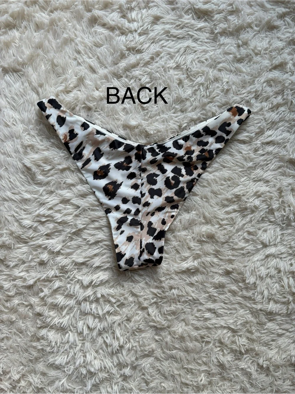 Aerie Leopard Print Cheeky Bikini Bottom in White, Black & Tan